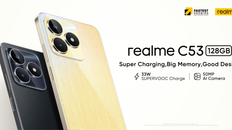 realme a lansat modelul C53 cu cameră foto de 50MP și încărcare la 33W